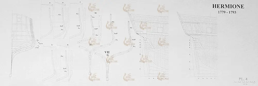 Hermione frigate, 1779-1793 + чертежи